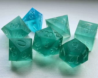 Resin Dice Master Set -- Standard Serif 7 Piece Dice Set 3D Printed Polyhedral Resin Dice Masters