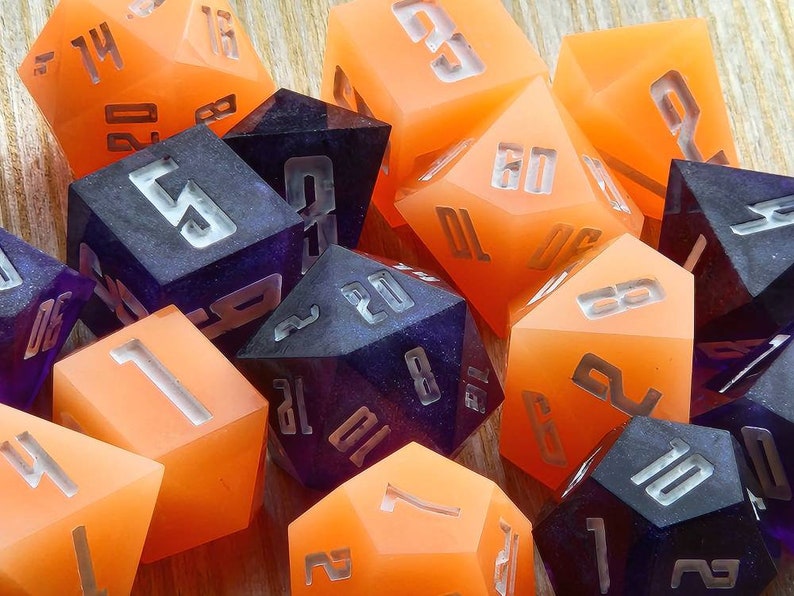 Resin Dice Master Set Galaxy 8 Piece Dice Set 3D Printed Polyhedral Resin Dice Masters image 2