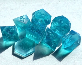 Resin Dice Master Set -- Pixel 8 Piece Dice Set 3D Printed Polyhedral Resin Dice Masters -- With Coin!