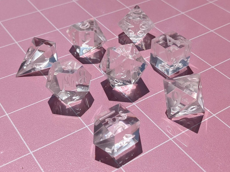 Resin Dice Master Set Magic 8 Piece Dice Set 3D Printed Polyhedral Resin Dice Masters Polished