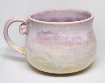 Pink and Yellow Mug, 12oz Wheel Thrown Ceramic Cup