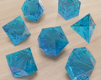 Resin Dice Master Set -- Regal Font 7 Piece Master Dice Set 3D Printed Polyhedral Resin Dice Masters | Standard D4