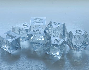 Resin Dice Master Set -- Engraved 7 Piece Dice Set 3D Printed Polyhedral Resin Dice Masters