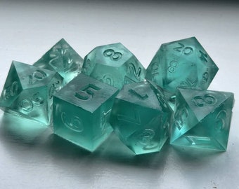 Resin Dice Master Set -- Standard Sans-Serif 7 Piece Dice Set 3D Printed Polyhedral Resin Dice Masters