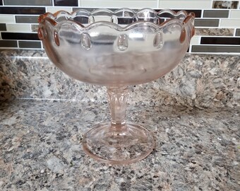 Vintage Indiana glass pink compote pedestal bowl