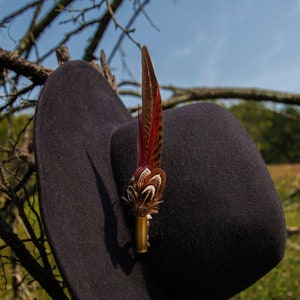 Feather Pin, Lapel Pin, Hat Pin, Feather Brooch, Pheasant Tail, Feather Hat Pin, Wedding Pin, Groom Pin, Wedding Brooch, Silver Pin