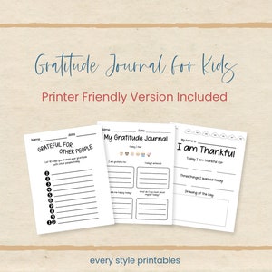 Printable Gratitude Journal for Kids, Kid's Daily Journal, Printer ...