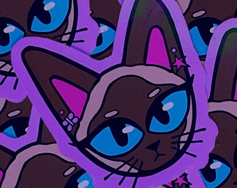Artsy Siamese Kitty Sticker