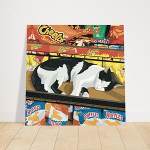 Bodega Cat Fine Art Print, gezellige slaperige kat illustratie, perfect cadeau voor kattenliefhebbers