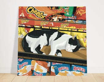 Bodega Cat Fine Art Print, Cozy Sleepy Cat Illustration, Perfect Gift for Cat Lovers