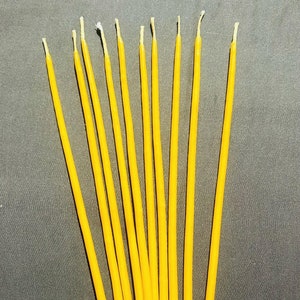 11&#39;&#39; Pure beeswax thin candles / 1/4 inch base diameter / thin tapers / handmade / Dansk candles / skinny / non-allergenic / church candles