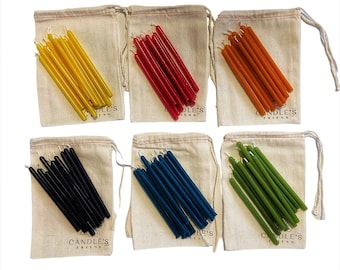 12 Mini thin taper beeswax candles / 4'' or 5''/ 100% pure beeswax / ritual / slim candle / black candle / tiny tapers /  eco-friendly