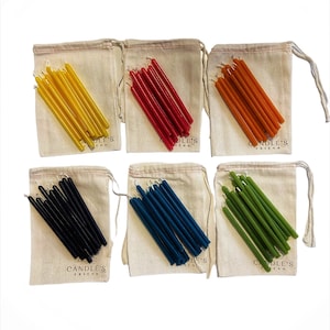 12 Mini thin taper beeswax candles / 4'' or 5''/ 100% pure beeswax / ritual / slim candle / black candle / tiny tapers /  eco-friendly