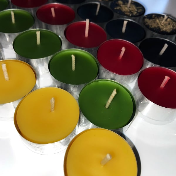 Tealight beeswax candles / 100% pure beeswax/ FREE shipping/ aluminum cups/ eco-friendly/ unscented/ wormwood/ eco-friendly / non-allergenic