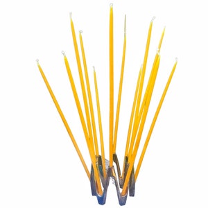 11.5&#39;&#39; Pure beeswax thin candles / 1/4 inch base diameter / thin tapers / handmade / Dansk candles / skinny / non-allergenic / church candle