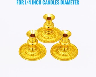 1 Mini GOLD Candle Holder | for 1/4 inch candles | Candlestick Holder | Altar | Slim & thin taper candles | Chime candle holder | prayer