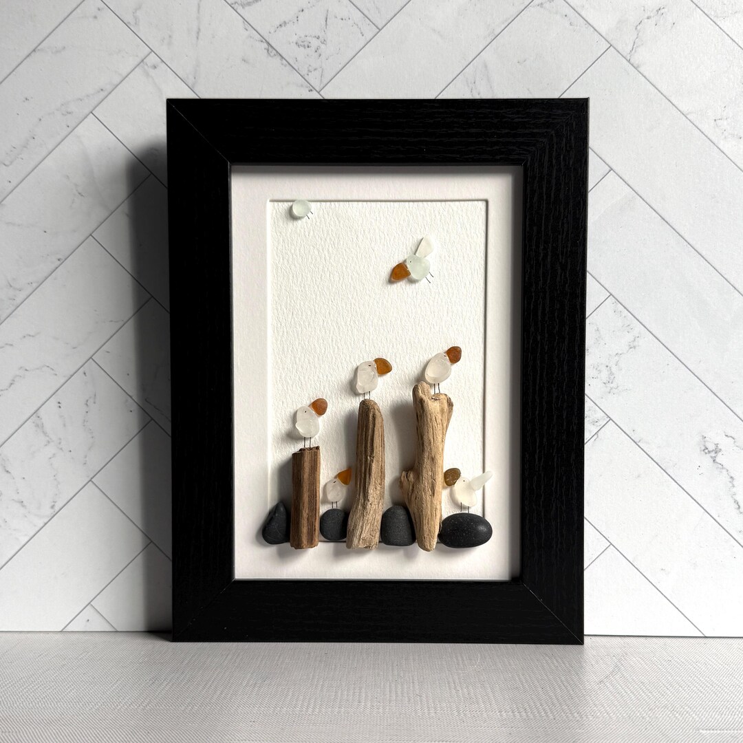Sea Glass Wall Art – Seagulls Coastal Beach House Decor (5″×7″) - Etsy
