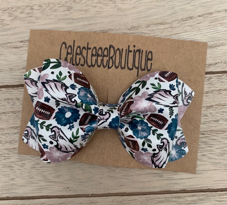 Philadelphia Eagles and Flowers Inspired Hair Bows image 4