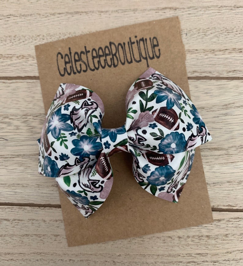 Philadelphia Eagles and Flowers Inspired Hair Bows image 3