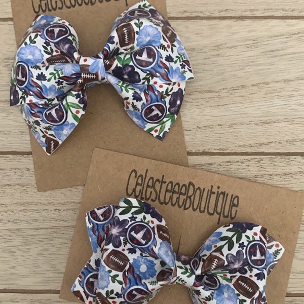 Tennessee Titans and Flowers Inspired Hair Bows