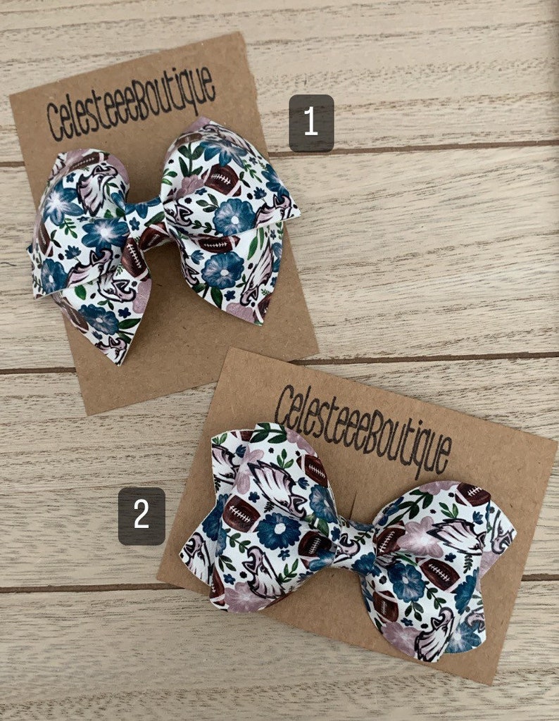 Philadelphia Eagles and Flowers Inspired Hair Bows image 2
