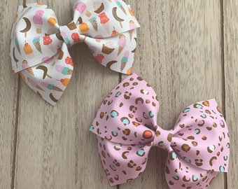 Ice Cream Parlor and Bubblegum Cheetah Hair Bows