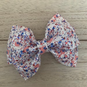 American Flag Glitter Hair Bows