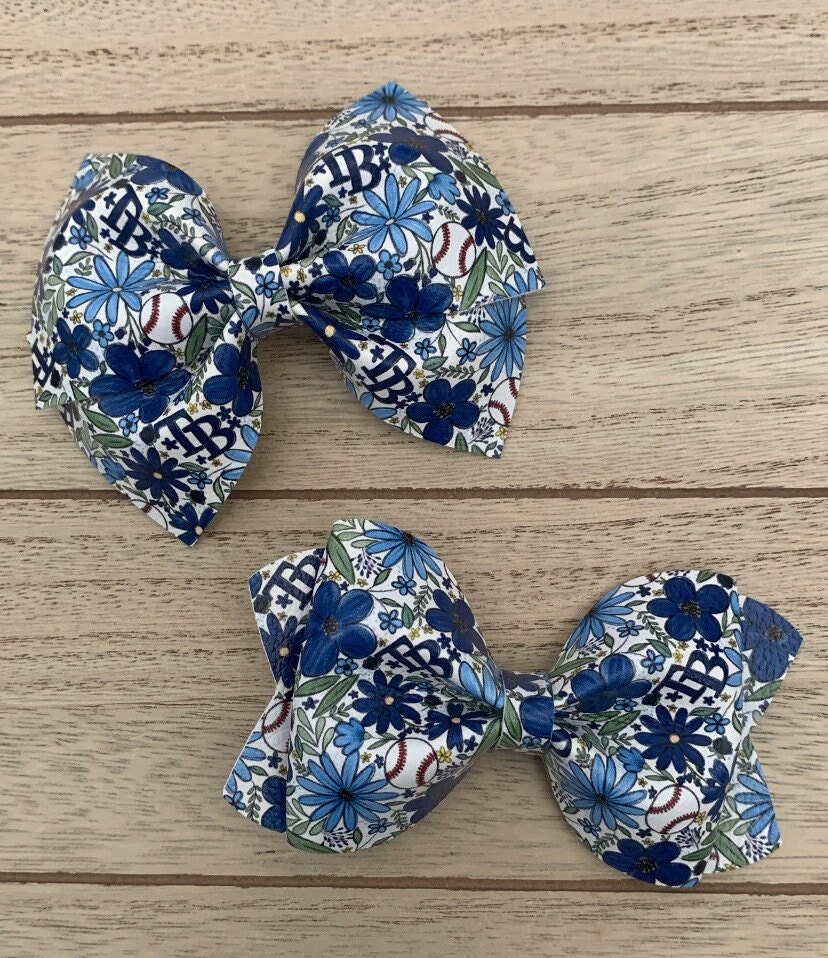 MLB Mets Hair Bow - Navy 100% Cotton Bijoux Sport by Luv Aj MLB Logo Velvet Hair Bow - New York  main image 2