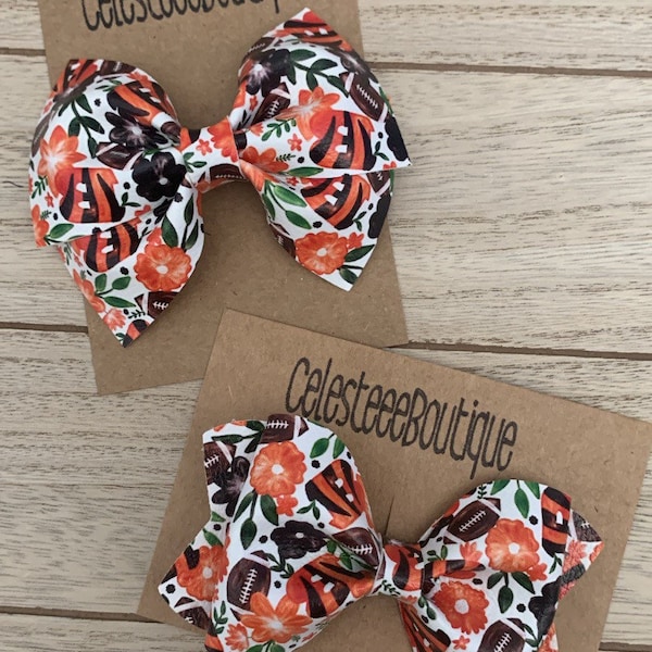 Cincinnati Bengals and Flowers Inspired Hair Bows