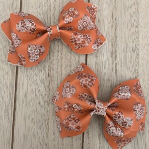 Flower Hearts on Orange Hair Bows