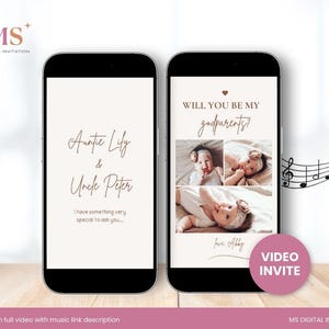 ¿Quieres ser mi padrino? Plantilla digital de propuesta de padrino y madrina moderna minimalista con foto, invitación autoeditable