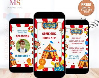 Carnival Birthday Invitation, Carnival Birthday Party, Circus Birthday Video Invitation, Editable Canva Video Template