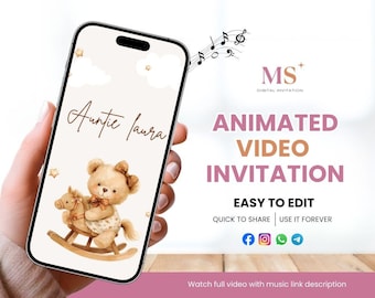 Will You Be My Godmother Proposal, Digital Video Invitation, Godparent Proposal Card BrownBear Will You Be My Godmother & Godfather