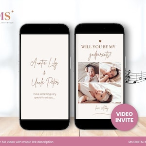 Will you be my Godparents proposal digital template, Minimalist Modern Godmother and Godfather Proposal with photo, Self-Edit Invitation