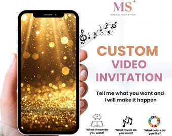 Convite de vídeo personalizado, convite de aniversário digital, qualquer tema