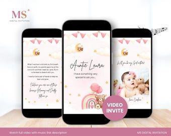 Will You Be My Godmother Proposal, Digital Video Invitation, Godparent Proposal Card, Will You Be My Godmother & Godfather