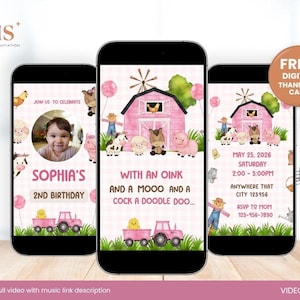 Farm Birthday Video Invitation Template, Farm Animals Birthday Animated Invitation, Barnyard Invitation, Farm Invitation Digital Evite