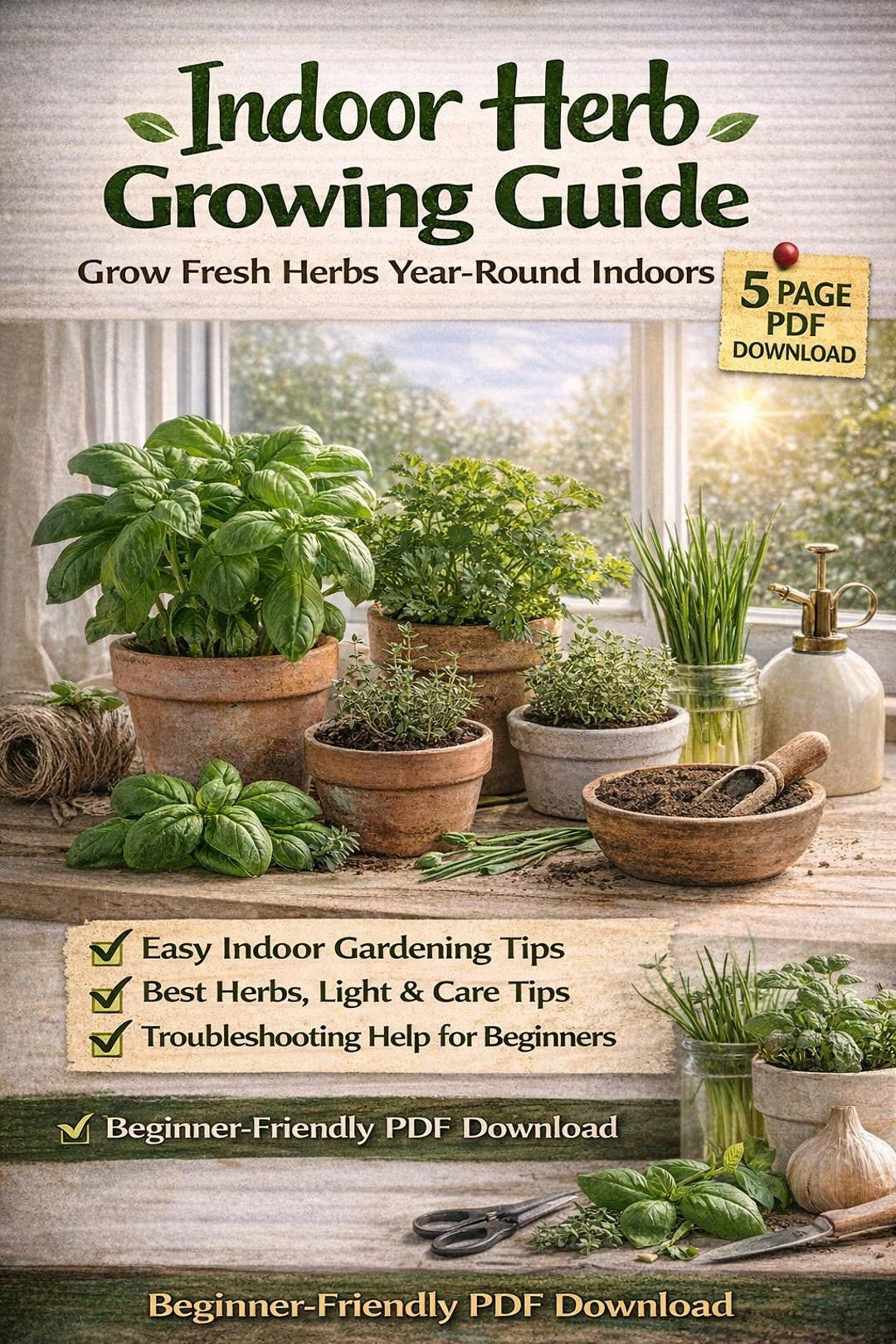 Indoor Herb Growing Guide (PDF Download), Grow Fresh Herbs Year-round Indoors — Beginner ...