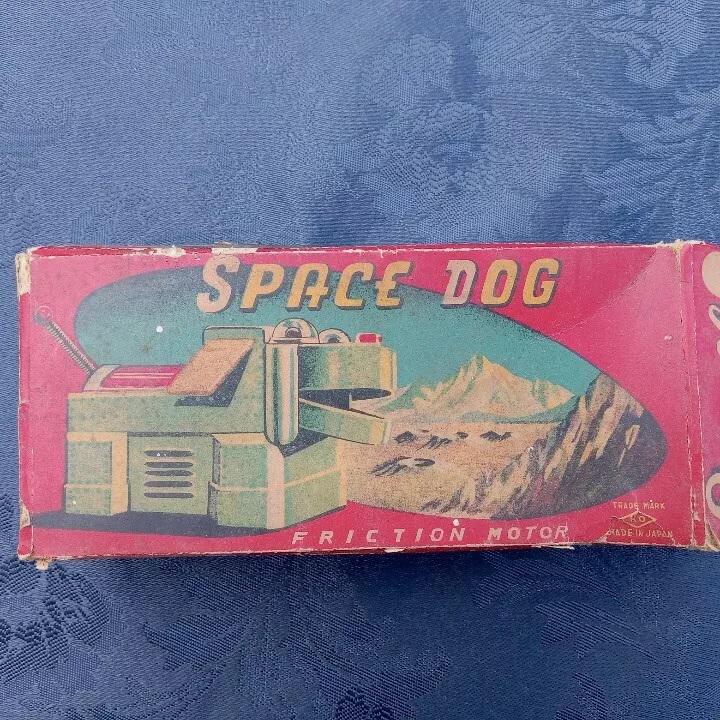 Vintage 1950s Japan Tin Toy Space Dog With Friction Motor