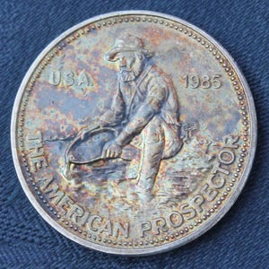 Toned 1985 1 oz .999 Silver Engelhard Prospector Round - Vintage Collectible
