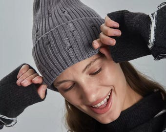 Gerippte Unisex-Winter-Baumwollmütze Strickmütze Erwachsene Wintermütze Neutrale Herbstmütze Herrenmütze Damenbaumwollmütze