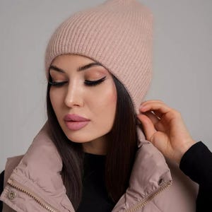 Angora wool beanie women Winter knit hat angora wool Ladies beanie hat See more in shop