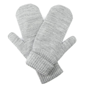 Puede incluir: Un par de guantes de lana grises con puño doblado.