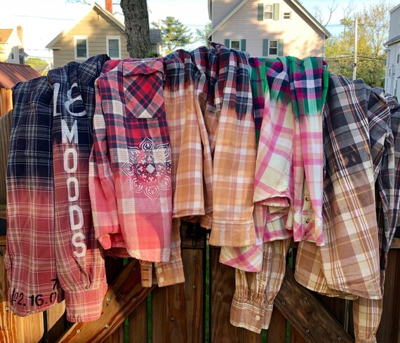 LGB LSC ➕ PLAID Hand-dyed Mens Purple Flannel Shirt - Custom Purple Blue Green