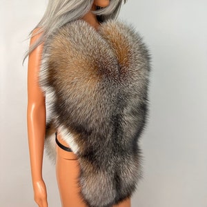Bodysuit Amber and Blue Fox Fur Bikini Body Double Side Fur (Saga Furs)