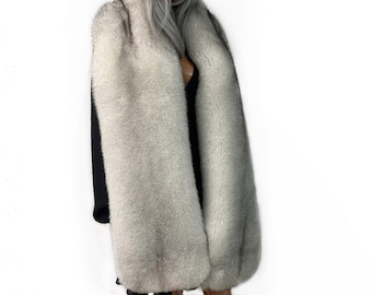 Estola de piel de zorro azul de doble cara (Saga Furs) 200 x 30 cm