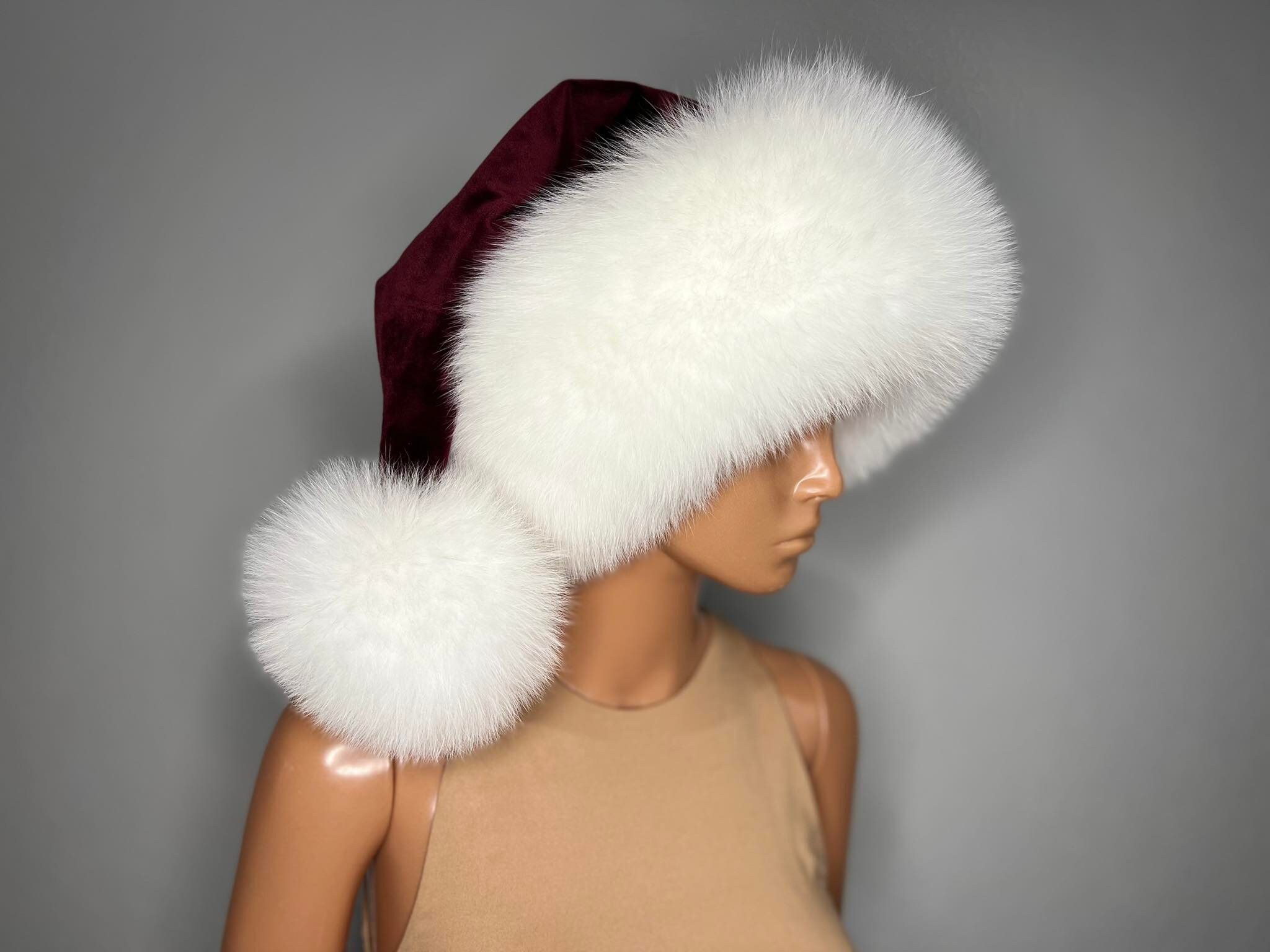 genuine fur santa hat
