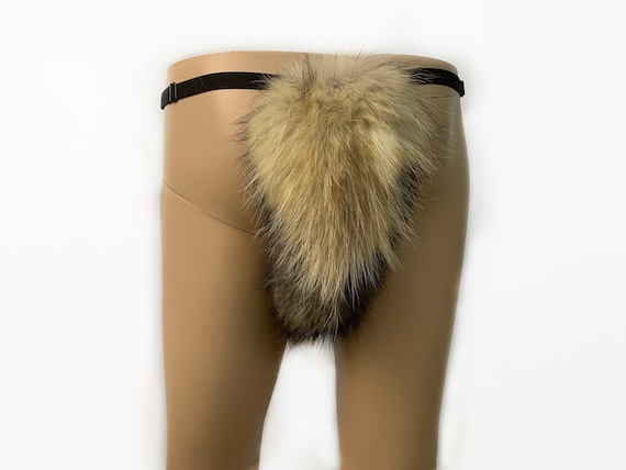 Finn Raccoon and Black Fox Fur G-string Thong Bikini unisex 