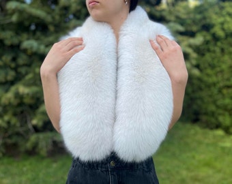 Kraag/Boa Schaduwblauw vossenbont met knopen (Saga Furs) (Unisex)