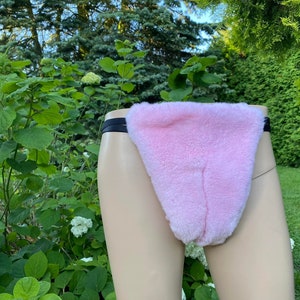 Rex Rabbit Pink Double Side Fur Thon Bikini